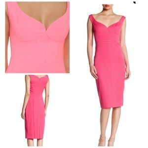 Black Halo- Ally Sweetheart V-Neck Sheath Dress